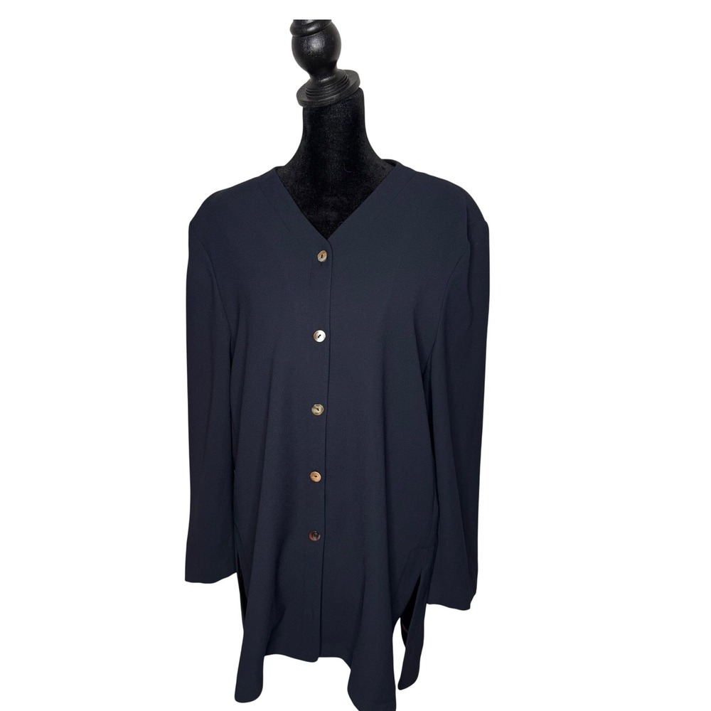 Vintage Lord & Taylor Tunic Blazer Size 14 Navy Blue Academia Office Buttoned